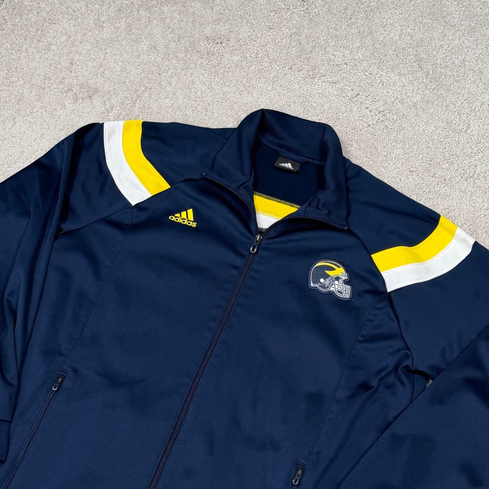 Adidas Michigan Wolverines Sideline Track Jacket Mens XL Navy Blue Full Zip